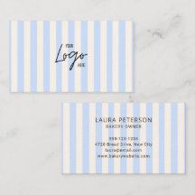 Light Blue & Ivory Stripes Bakery Cafe Logo