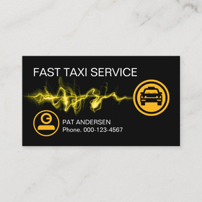 Cartão De Visita Lightning Fast Taxi Service Driving (Frente)