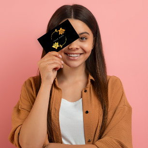 Cartão De Visita Lila circunda o preto dourado Vip da folha