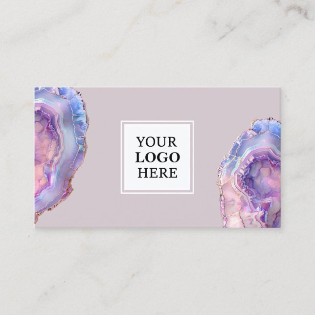 Cartão De Visita Lilac Agate Geode Business Card (Frente)