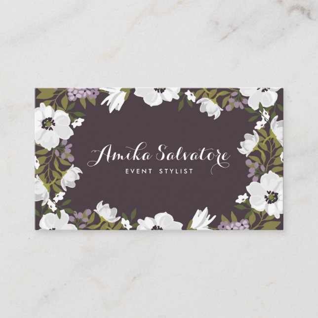 Cartão De Visita Lilac Anemone Blooms Personalizados Floral (Frente)
