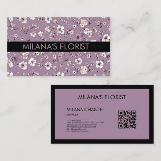Cartão De Visita Lilac Daisy Flor Moderna Tendência Florista