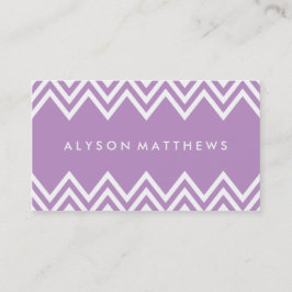 Cartão De Visita Lilac Roxo Moderno e Chevron Branco