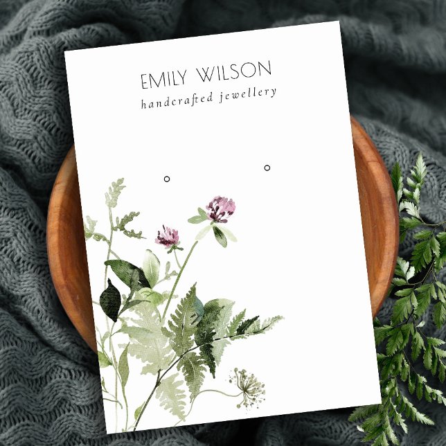 Cartão De Visita Lilac Wild Floral Fern Bunch Stud Earring Display (Criador carregado)