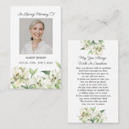 Cartão De Visita Lily Memorial Photo Funeral Prayer Card