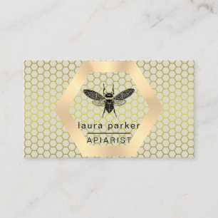 Cartão De Visita Limão Apiarista Amarelo Dourado Hexágono