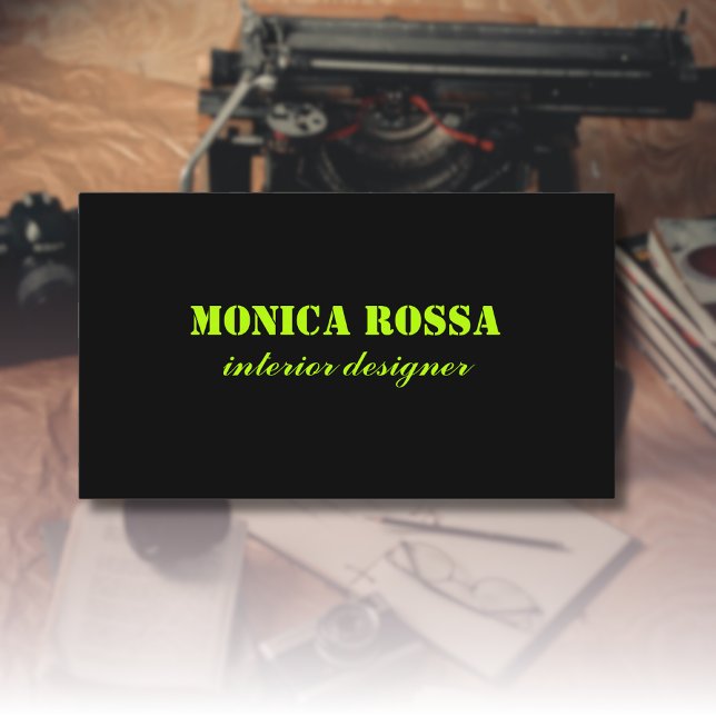 Cartão De Visita Limão Neon Moderno Simples Profissional Preto (Criador carregado)