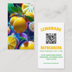 Cartão De Visita limões limes néon com código qr
