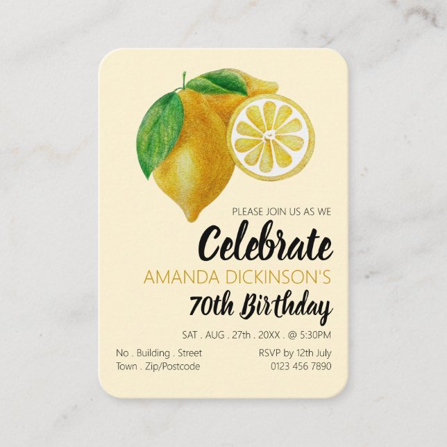 Cartão De Visita Limões, limonada e muitos bilhetes divertidos (Frente)