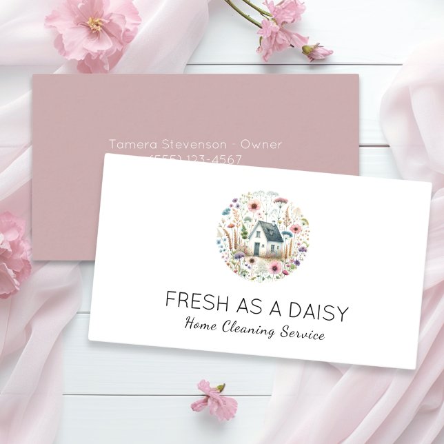 Cartão De Visita Limpando o Serviço Limpo de Casa Moderno (Criador carregado)