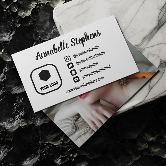 Cartão De Visita Limpar ícones brancos de mídia social, preto Foto  (Criador carregado)