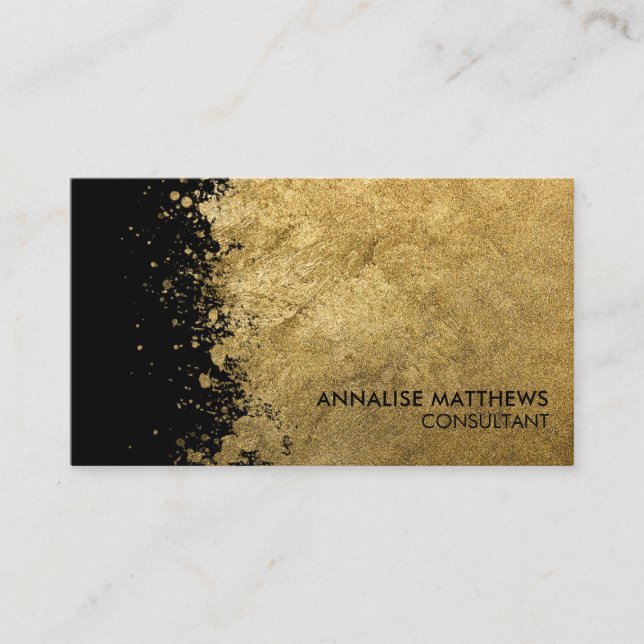 Cartão De Visita Limpar Mínimo de Dispersão Dourada (Frente)