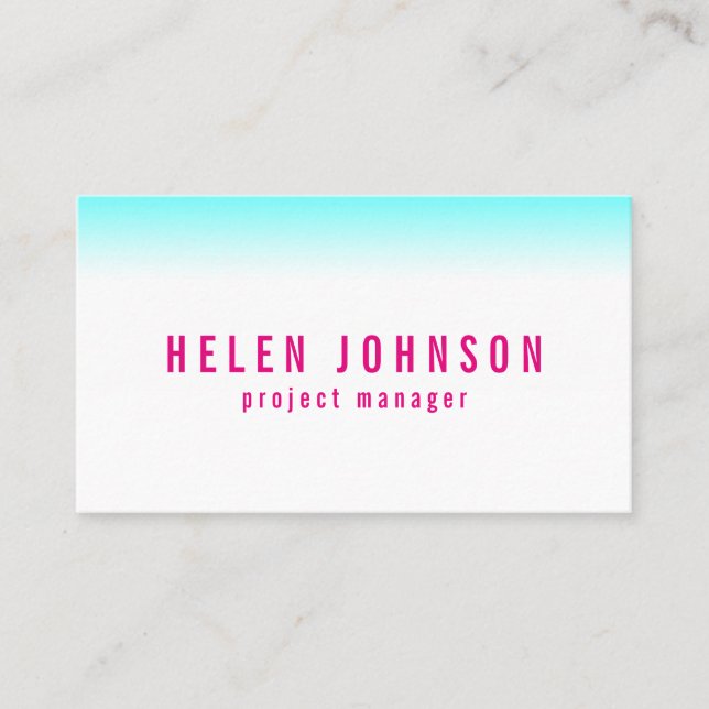 Cartão De Visita Limpe o inclinação do Aqua moderno e do rosa (Frente)
