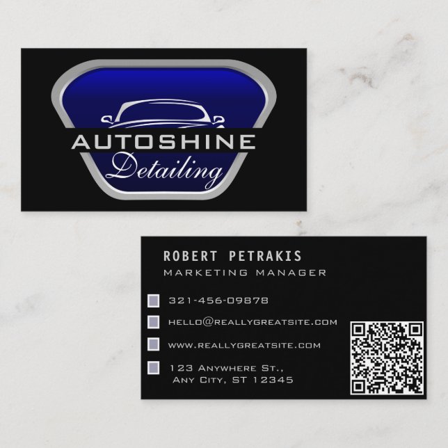 Cartão De Visita Limpeza Automóvel Automóvel de Lava-Automóvel (Frente/Verso)