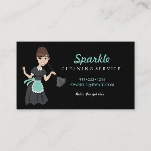 Cartão De Visita Limpeza de Caracteres de Serviço Maid Featherdust