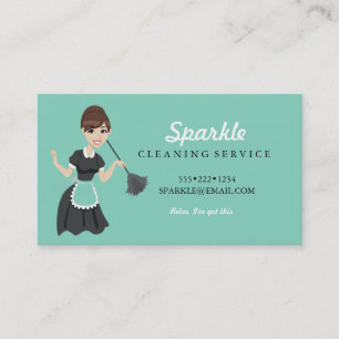 Cartão De Visita Limpeza de Caracteres de Serviço Maid Featherdust
