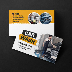 Cartão De Visita Limpeza de Carros Detalhes Cera Automotiva Branco 