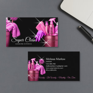 Cartão De Visita Limpeza De Casa Comercial Girly Pink