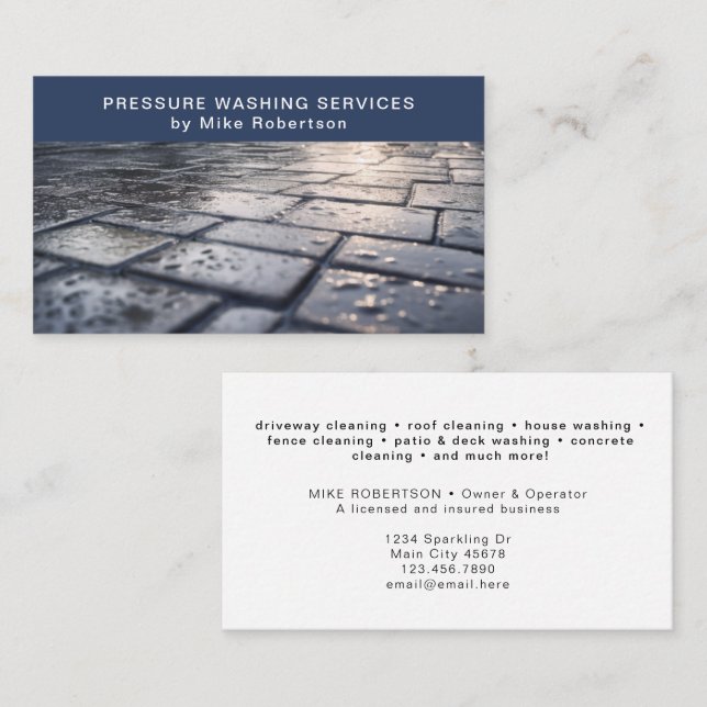 Cartão De Visita Limpeza de energia por pressão Lavagem moderna (Frente/Verso)