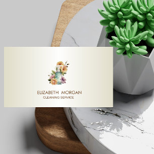 Cartão De Visita Limpeza De Garrafas De Pulverização Floral Elegant