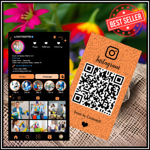 Cartão De Visita Limpeza de Maid Instagram Laranja Agregação QR