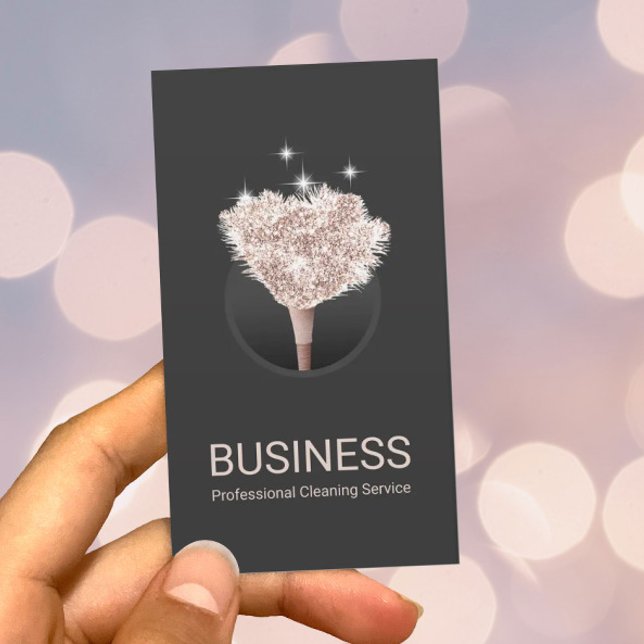 Cartão De Visita Limpeza de Rosa Dourada de Couro Duster Cinza (Criador carregado)