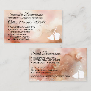 Cartão De Visita Limpeza de Rosegold Aquarela Empregada de Limpeza