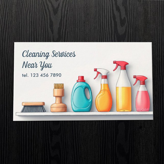 Cartão De Visita Limpeza de Serviços Janitoriais QR (QR Cleaning Janitorial Services Business Cards)
