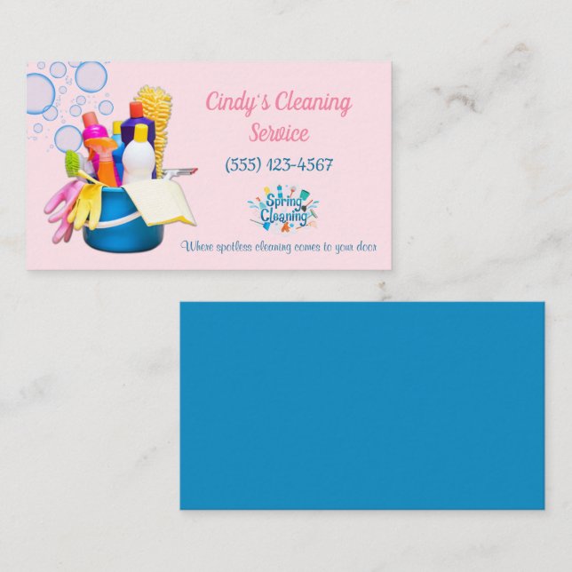 Cartão De Visita Limpeza de suprimentos Serviço de Limpeza de Desig (Frente/Verso)