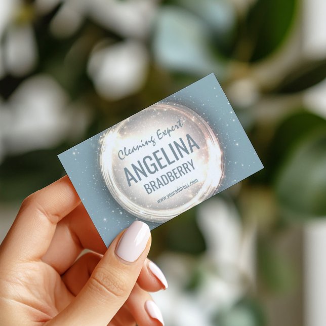 Cartão De Visita Limpeza do Círculo Luminoso do Serviço Especialist (Perfect for business)