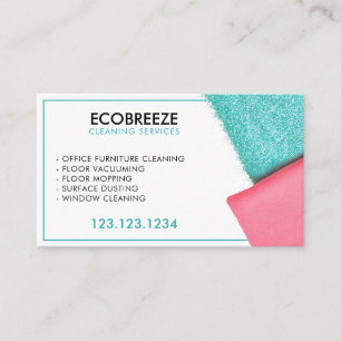 Cartão De Visita Limpeza do Escritório de Faísca Turquesa Sleek