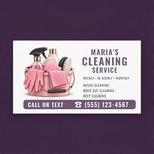 Cartão De Visita Limpeza Doméstica Rosa Roxo Profissional