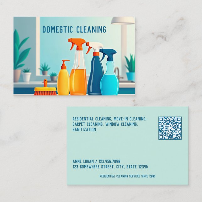 Cartão De Visita Limpeza Doméstica Verificável (Frente/Verso)