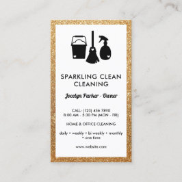 Cartão De Visita Limpeza Dourada de Brilho de Suprimentos de Limpez