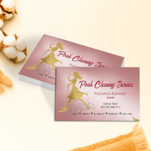 Cartão De Visita Limpeza Elegante em Rosa Dourado Personalizada