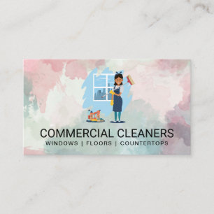 Cartão De Visita Limpeza feminina   Fundo de Aquarela