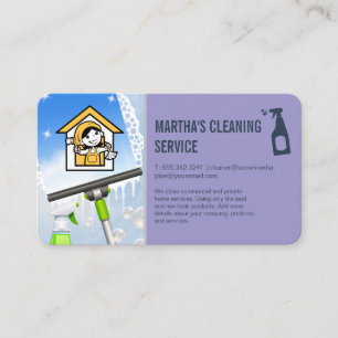 Cartão De Visita Limpeza Maid   Squeegee e Soap