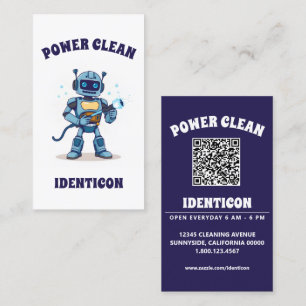 Cartão De Visita Limpeza Poderosa com código QR