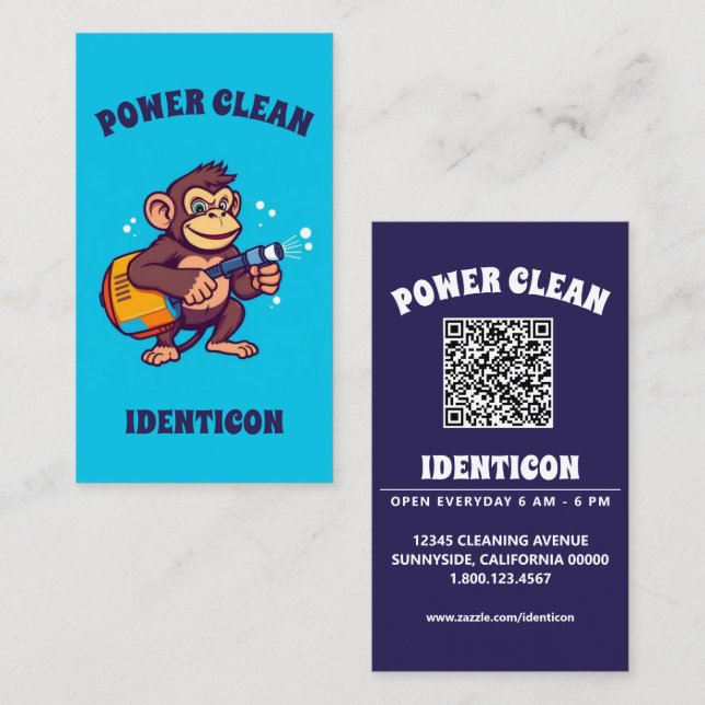 Cartão De Visita Limpeza Poderosa com código QR (Frente/Verso)