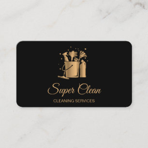 Cartão De Visita Limpeza Profissional de Casas Rose Gold Glitter Ô
