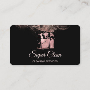 Cartão De Visita Limpeza Profissional de Casas Rose Gold Glitter Ô