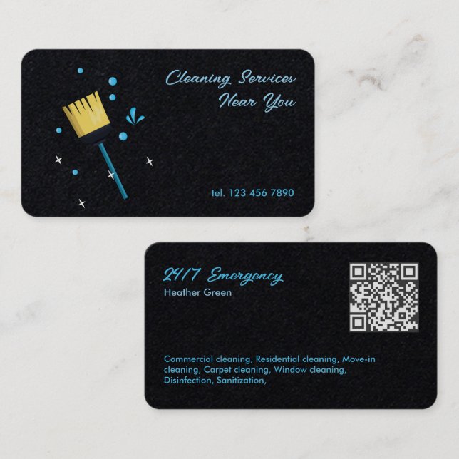 Cartão De Visita Limpeza QR 24/7 (Frente/Verso)