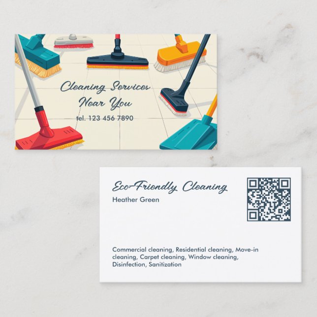 Cartão De Visita Limpeza QR Personalizada (Frente/Verso)