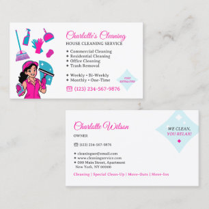 Cartão De Visita Limpeza Residencial Comercial Pink Maid