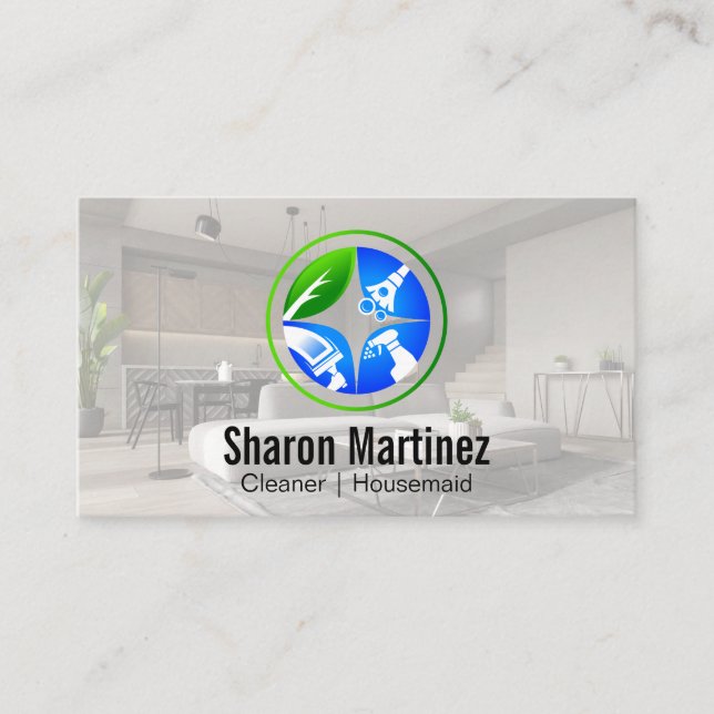 Cartão De Visita Limpeza | Serviços de limpeza de casas (Frente)