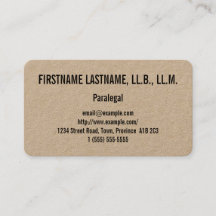 Cartão de visita limpo & básico do Paralegal