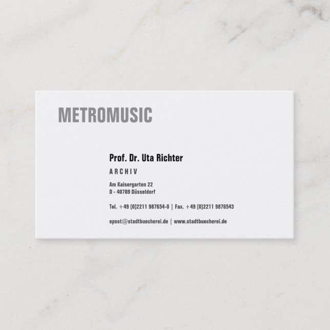 Cartão De Visita Limpo com preto (Frente)