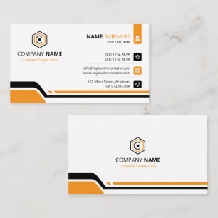 Cartão De Visita Limpo & Moderno Laranja & Branco Corporativo