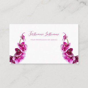 Cartão De Visita Linda flor de orquídea rosa violeta em branco! bus