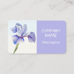 Cartão De Visita linda flor íris roxa aquarela personalizada